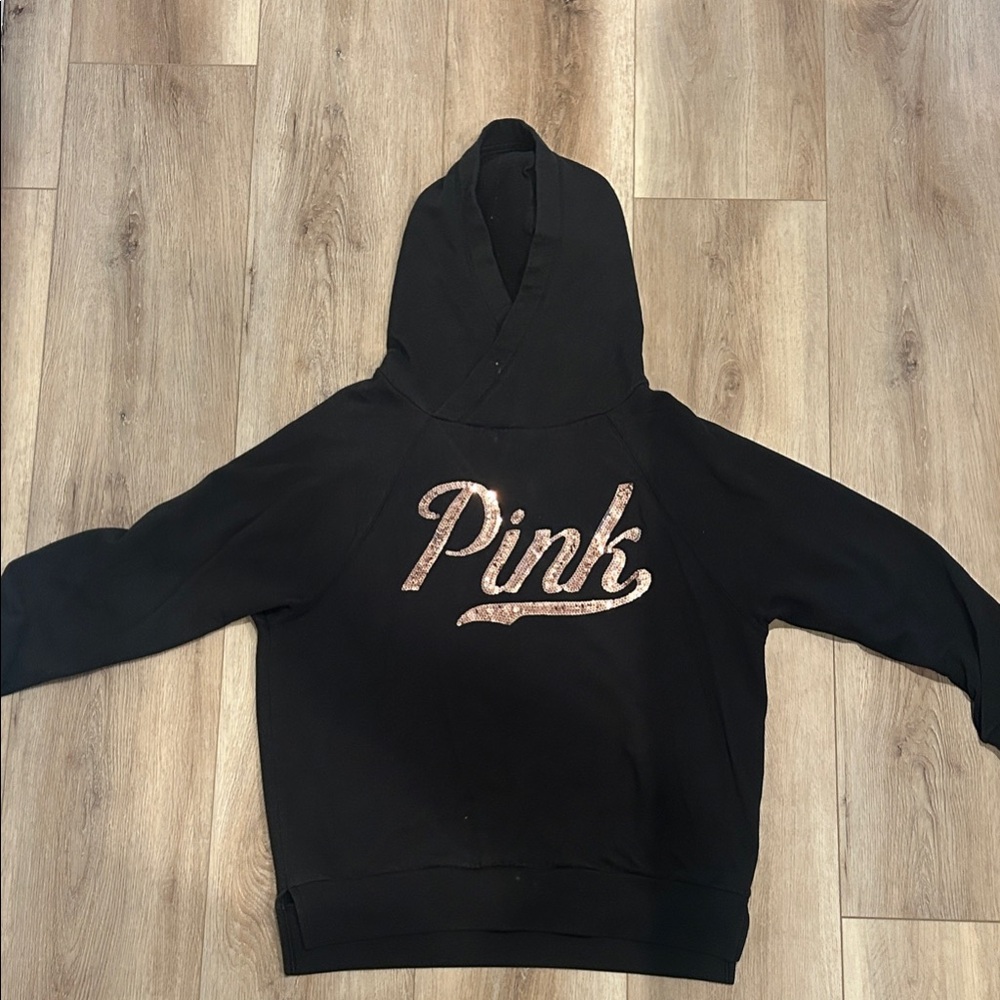 PINK Victoria's Secret Black Hoodie with Pink Logo